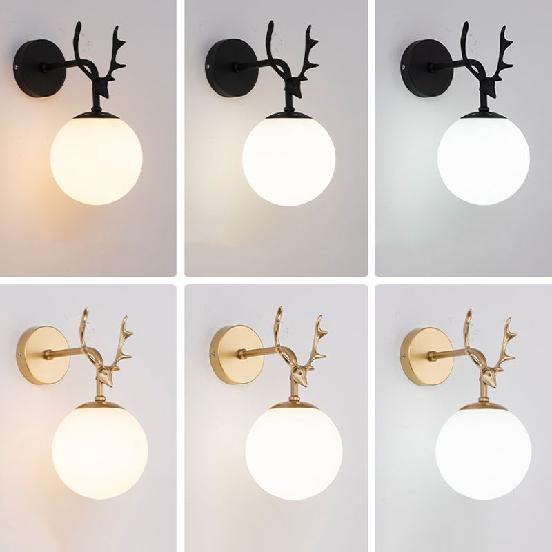 Glass Spherical Shape Wall Light Modern Style 1 Light Wall Mount Fixture for Living Room