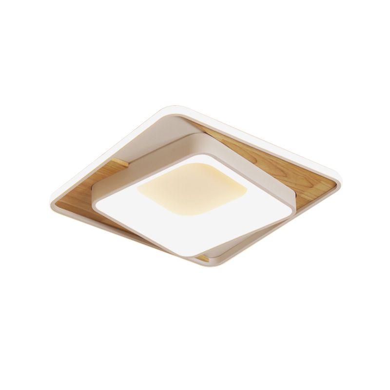 Acryl Square Flush Mount Lighting Einfache Stil Weiß 16 "/19.5" Breite LED Deckenleuchte