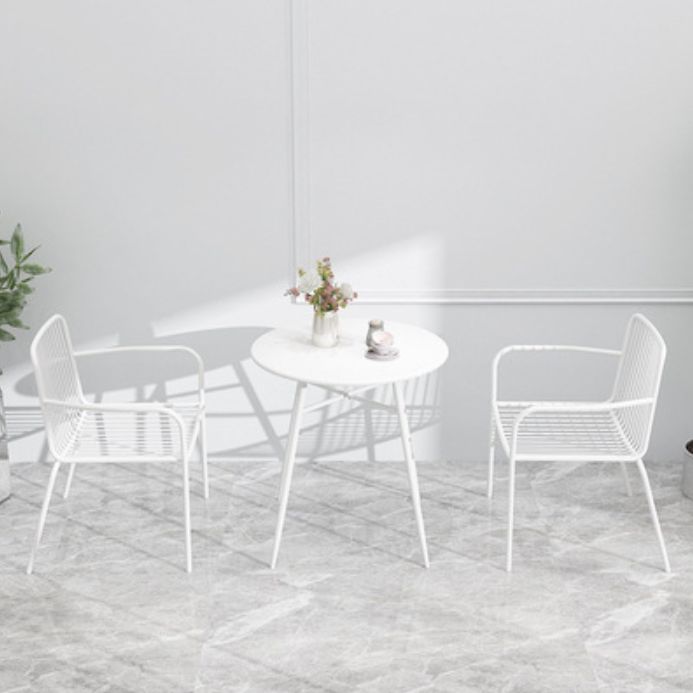 Modern Metallic Finish Bistro Table Set 1/2/3 Pcs Metal Bistro Set