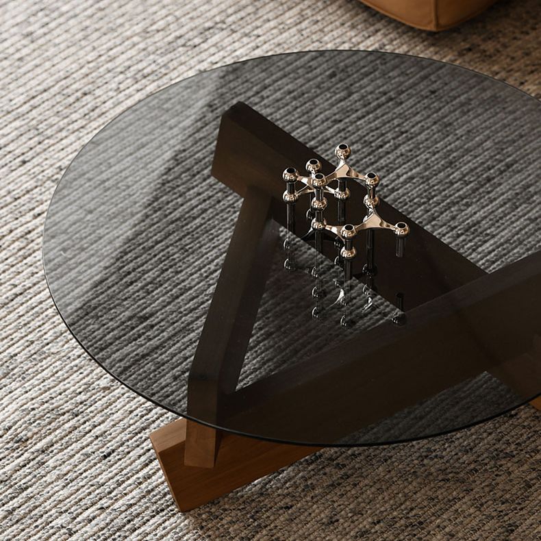 Contemporary Cross Legs Coffee Table 1 Single Wood Cocktail Table