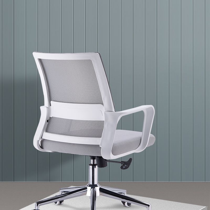 Modern Style Gray Chair Mid Back Fixed Arm Office Chair for Home
