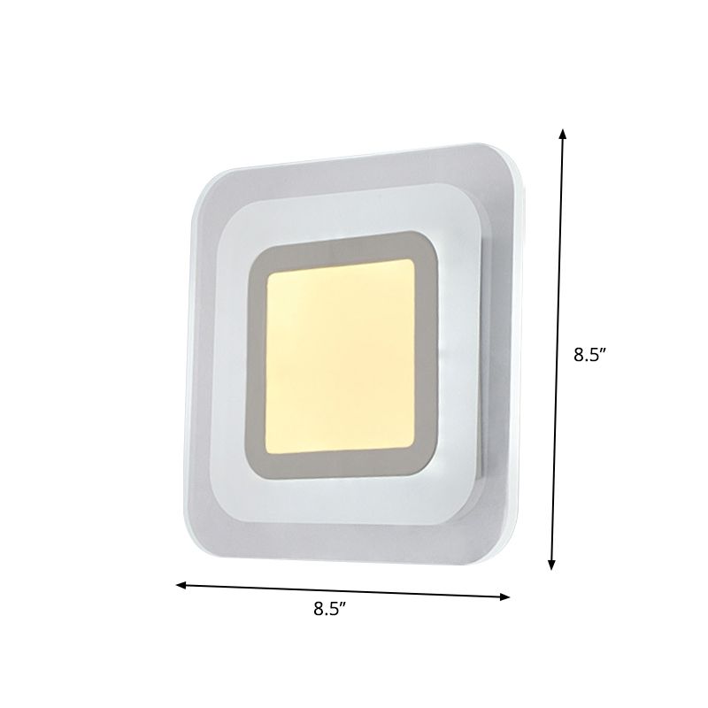 Ultrathin Square Living Room Wall Sconce Acrylic Minimalist LED Wall Mounted Lamp in Warm/White Light