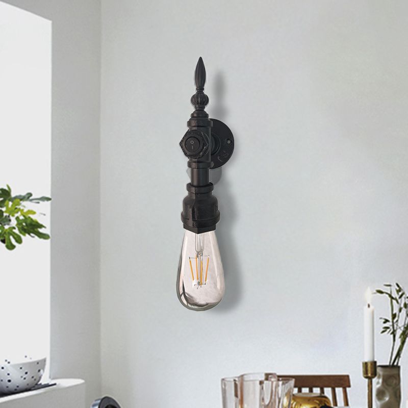 Comedor abierta Comedor Lámpara de pared Vintage Metal 1 Cabeza Black Wall Light Splock con interruptor de encendido/apagado