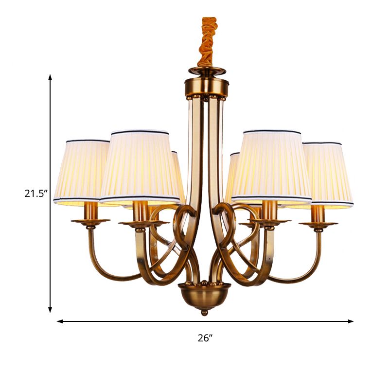 Tapered Fabric Chandelier Light Rustic 6/8 Light Dining Room Ceiling Light Fixture in Gold