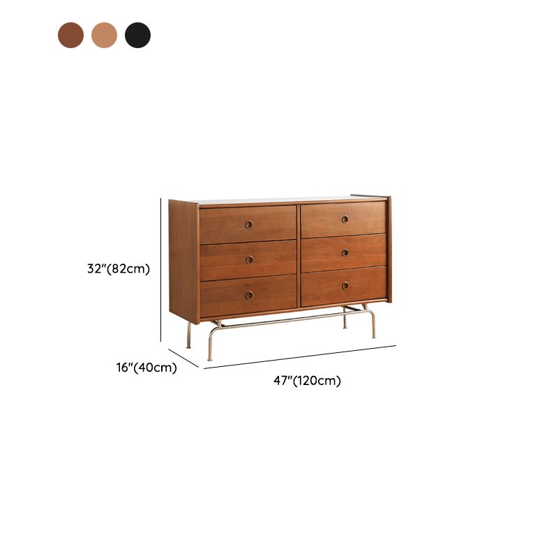 Mid-Century Modern Solid Pine Storage Chest with Drawers for Home