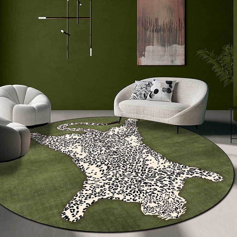 Simplicity Round Bedroom Rug Funky Animal Pattern Indoor Carpet Polyester Friendly Washable Rug