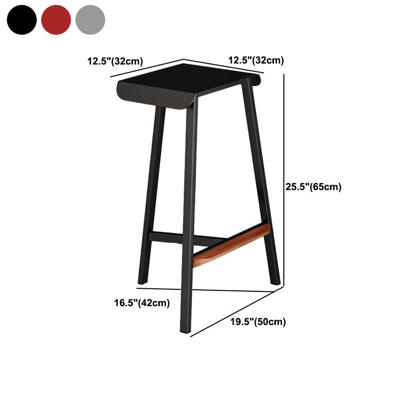 Modern Armless Backless Counter Stool Iron Cafe Bar Stool with Seat and Pedal