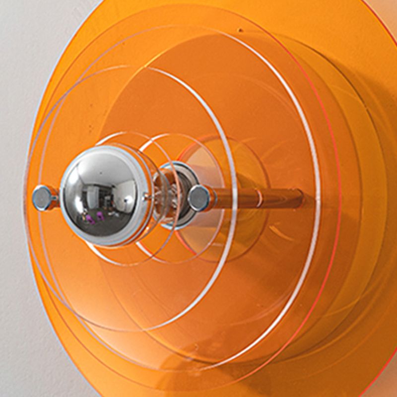 Creative Postmodern Round Sconce Lamp Acrylic 1-Light Staircase Wall Light Fixture