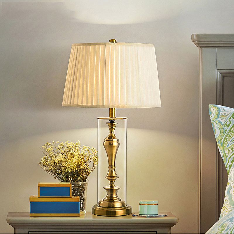 Gold 1 Night Table Light Light Countryside Fabric Empire Shade Table table de chevet avec base de chandelles en métal