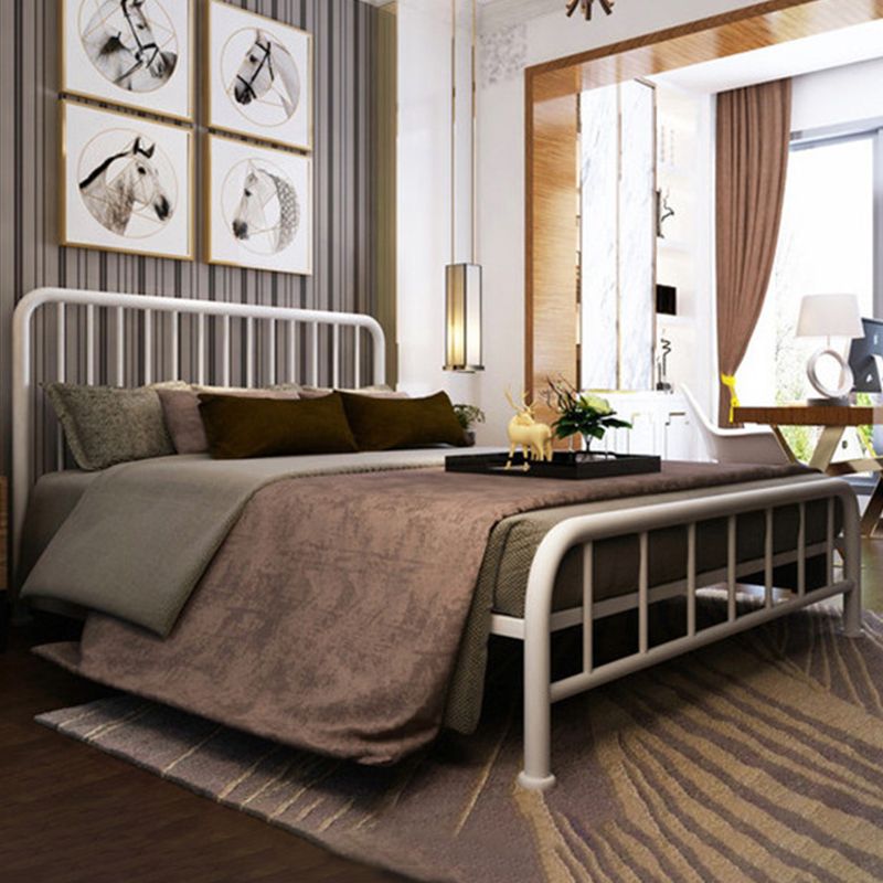 Modern Metal Headboard Bed Rectangular Open-Frame Bed with Metal Legs