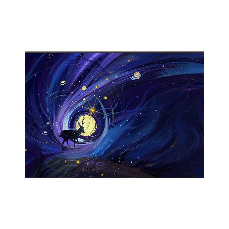 Children's Art Canvas Art Soft Color Fantasy and Deer Wall Decor for Children Bedroom