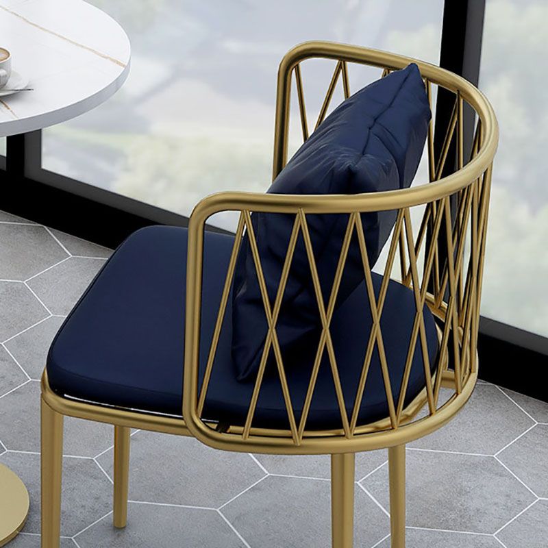 Glam Metal Dining Room Chairs Cross Back Side Chair for Restaurant Use