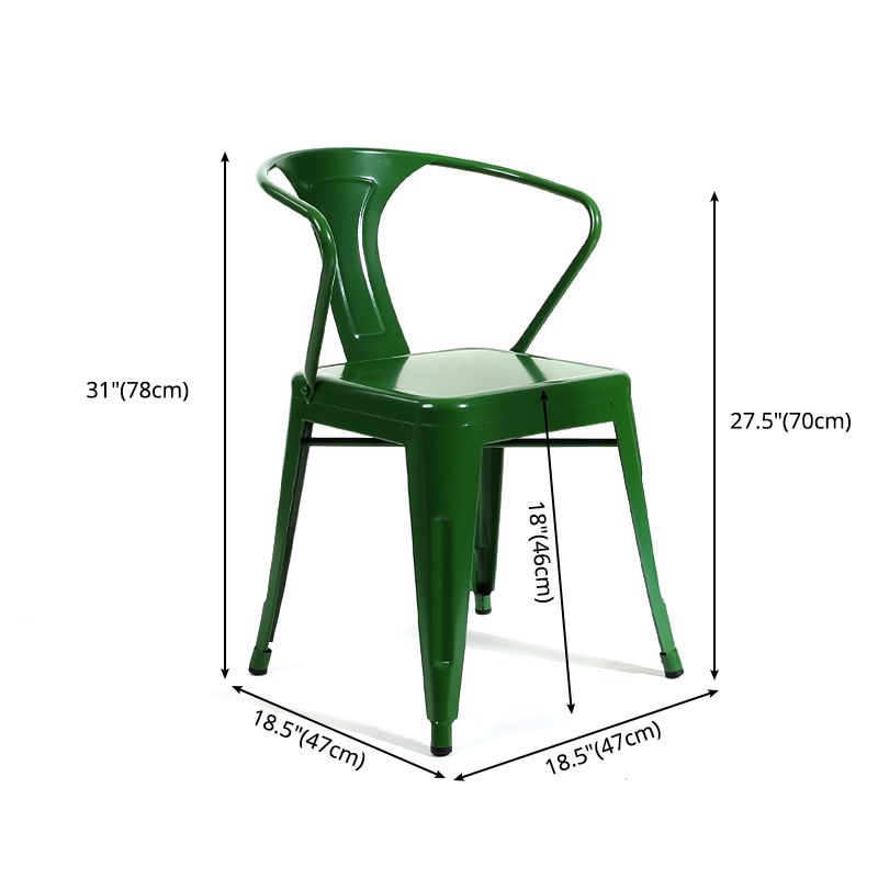 Industrial Dining Armchairs with Metal Legs Slat Back Dining Arm Chair for Coffee Bar