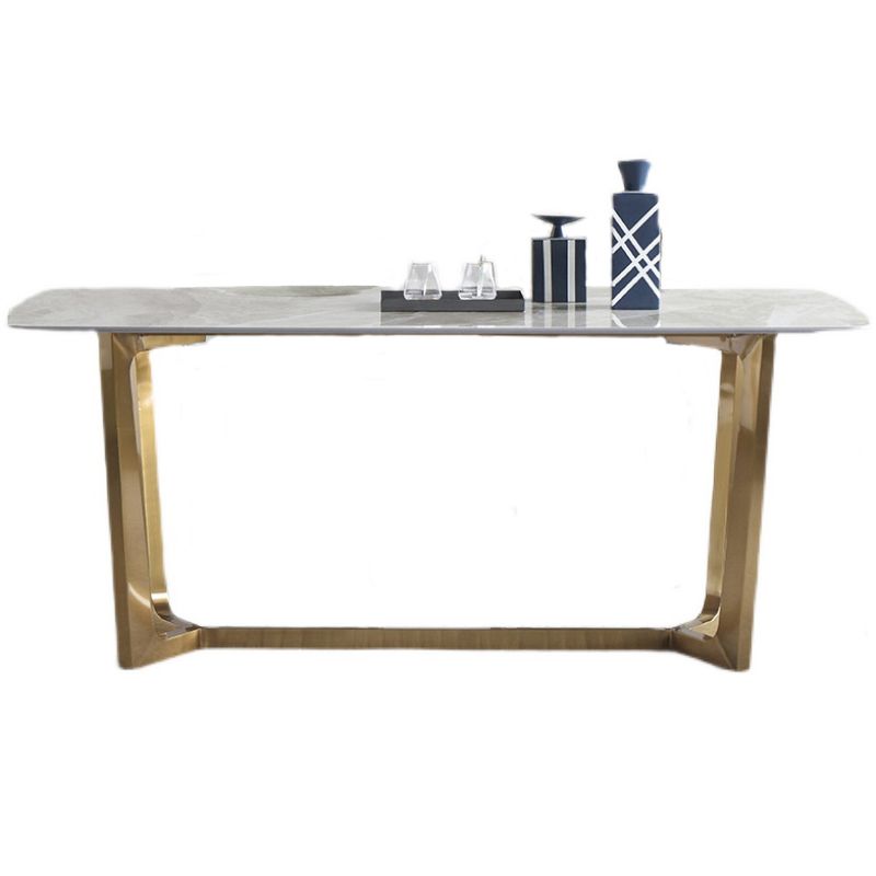 Mesa de comedor rectangular moderno de metal Mesa de piedra sinterizada para el comedor