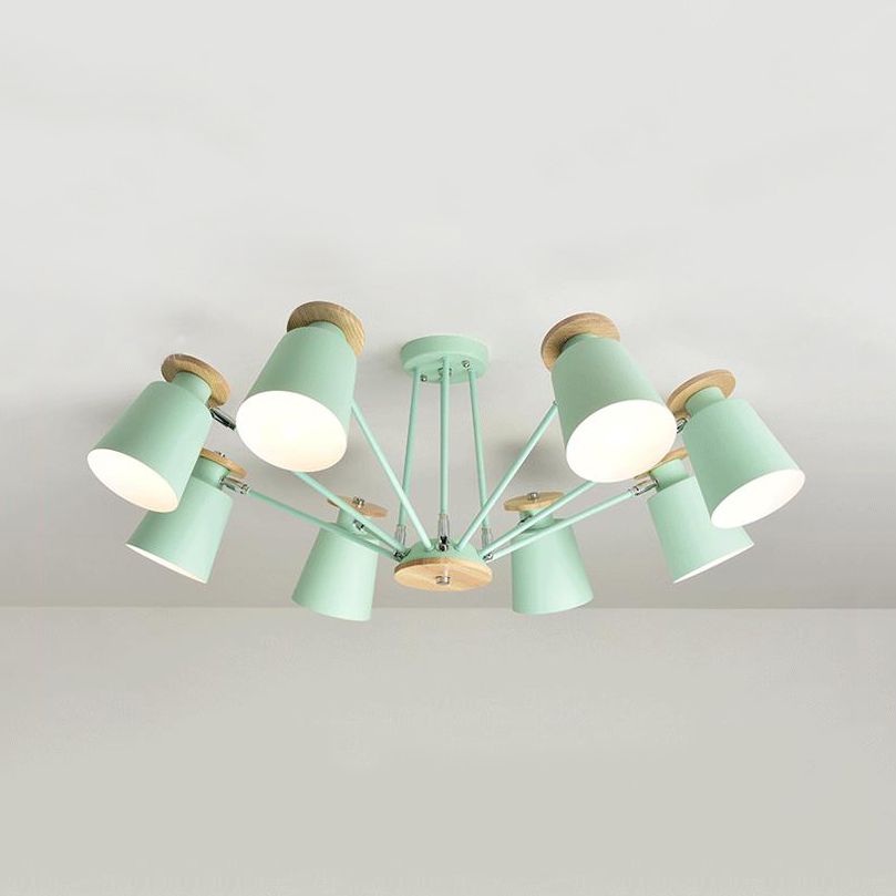 Rotatable Bucket Shade Chandelier Nordic Simple Metal Pendant Light for Living Room