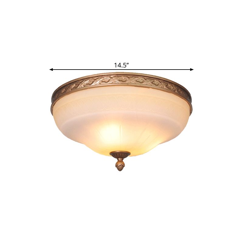 Amber Glass Ivory Ceiling Lamp Curved Dome 14.5"/16.5"/20" Wide LED Vintage Flush Mount Fixture