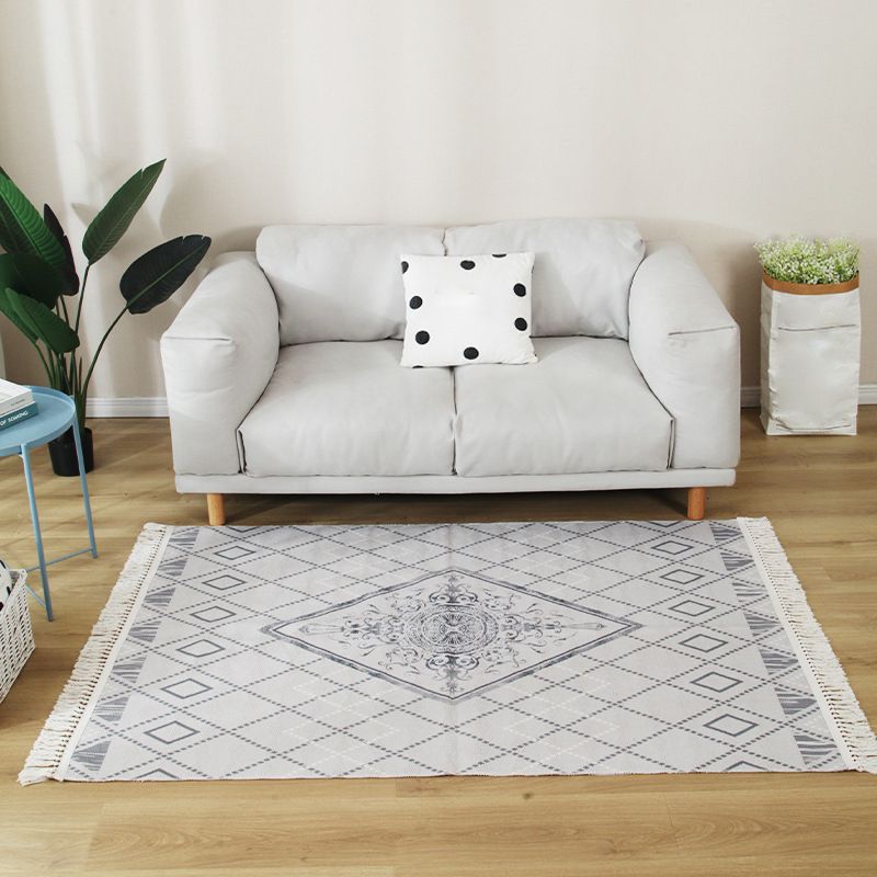 Stijlvolle boho chic tapijt multicolor geometrisch vloerkleed machine wassen tassel-getrimde tapijt voor huis