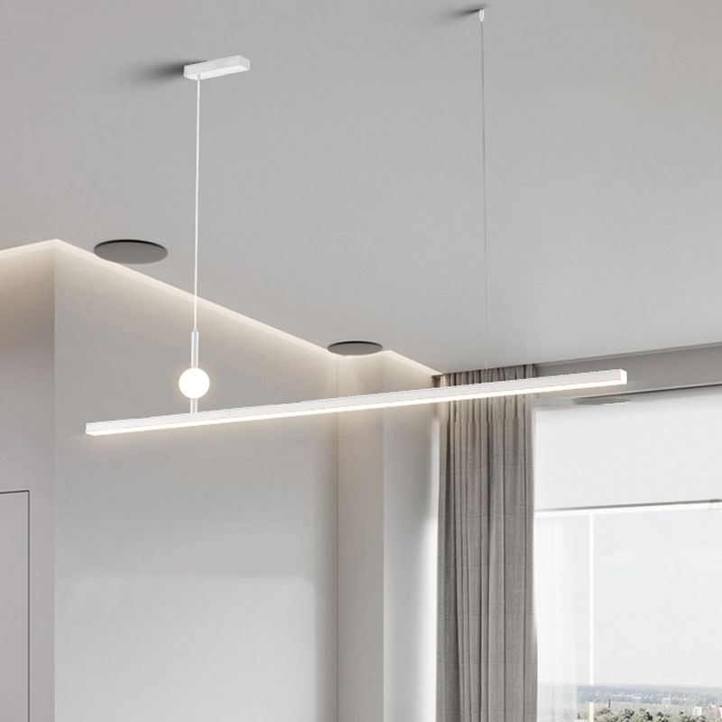 White LED Island Light Modern Island Hanging Light with Acrylic Shade for Living Room