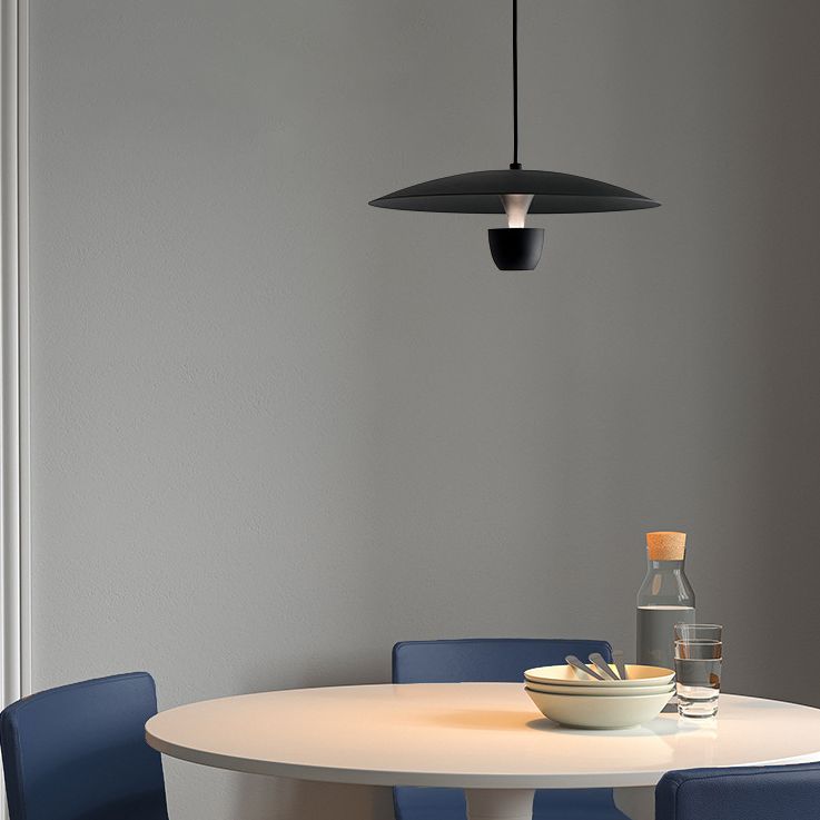 Nordic Modern Creative Metal Pendant Light Black Flying Saucer LED Suspension Light for Bedroom