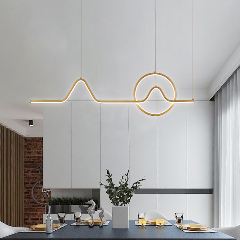 Metal Linear Shade Island Pendant Modern Style 2 Light Island Lighting for Dining Room