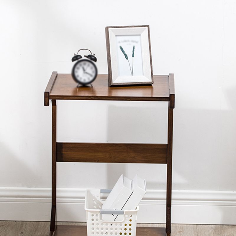 Walnut/Natural Wood End Table 24.8-In H Shelf Included Side Table with Casters