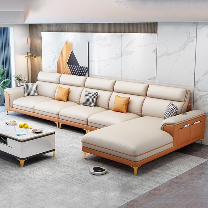 Contemporary Faux Leather Sofa with Pillow Top Arm for Living Room