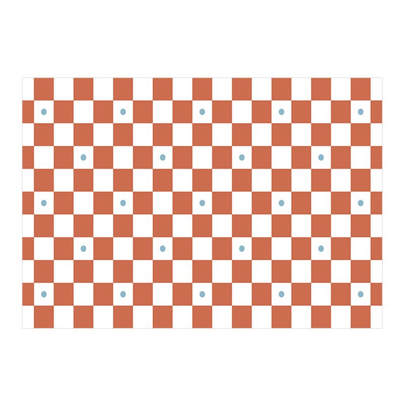 Apricot Square Grid Rug Polyester Modern Rug Stain Resistant Rug for Drawing Room