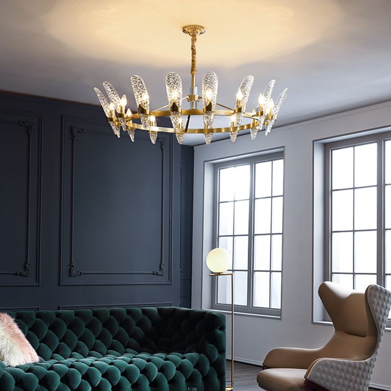 Multi Head Glass Chandelier Light Fixtures Modern Hanging Chandelier for Sitting Room