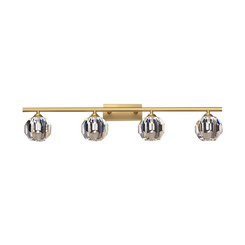 Crystal Round Mirror Wall Light Modern Multi Lights Mirror Wall Light Fixture in Brass