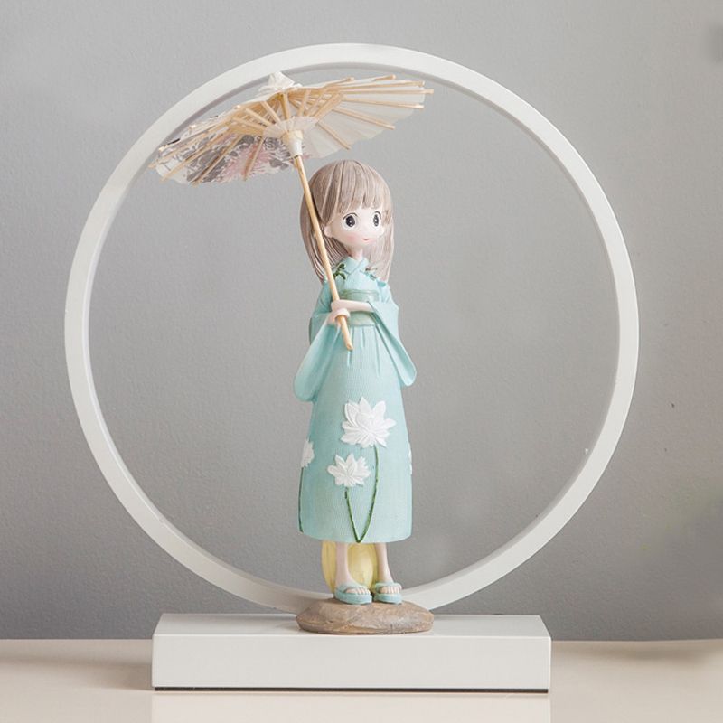 1 Light Circle Nightstand Lamp Modernism Metal Nightstand Lamps in White