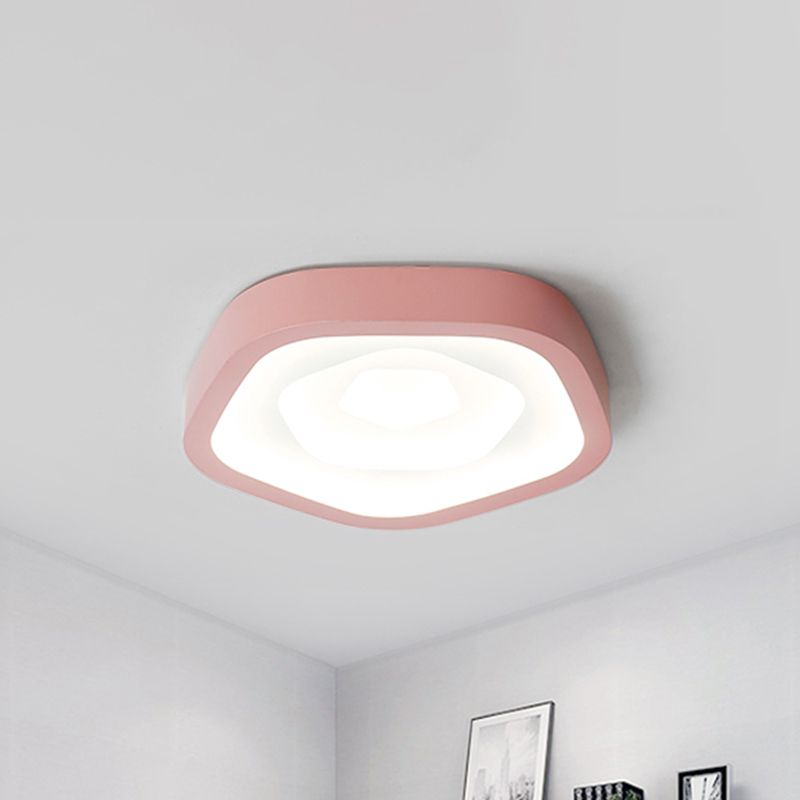 Plafonnier de chambre à coucher pour enfants, éclairage encastré à LED avec abat-jour rose de style nordique