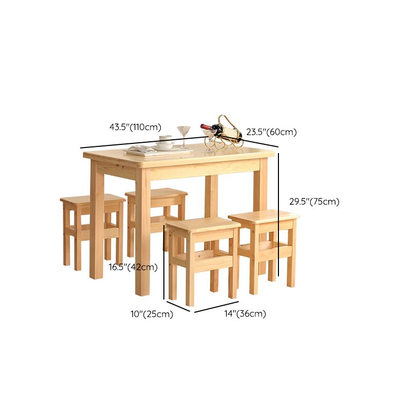 Modern 1/5 Piece Solid Wood Dining Room Rectangle Furniture Set