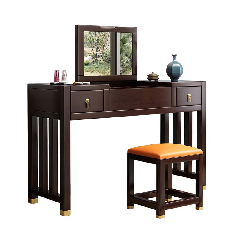 Traditions Rubberwood Vanity Set with Mirror 15.75"" Wide Brown Vanity