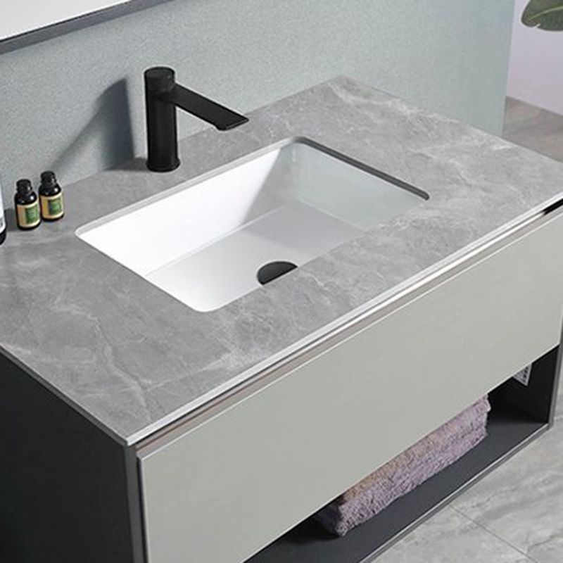 Contemporary Wooden Sink Vanity Storage Shelves Bathroom Sink Vanity