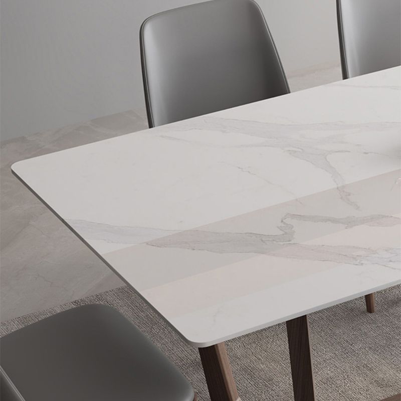 Industrial Style Dinner Table Rectangle Stone Dining Site Table in White