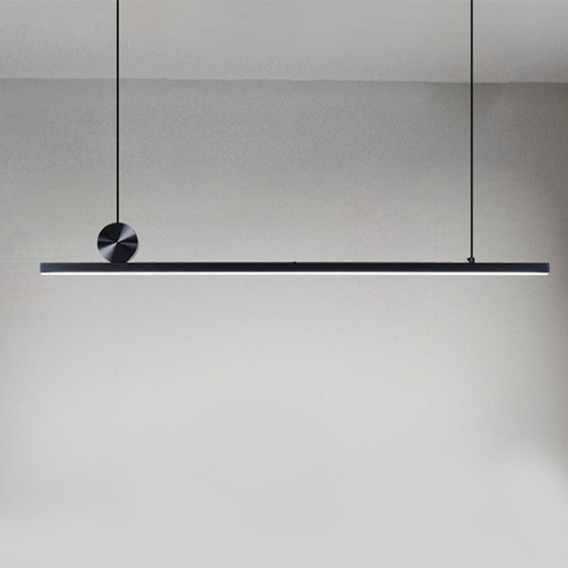 1-Light Linear Island Lighting Fixtures Black Modern Style Aluminum Hanging Lamps