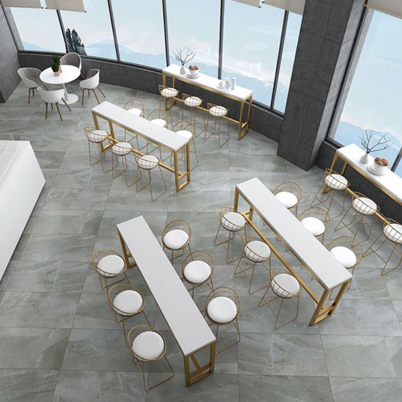 White Solid Wood Bar Table Trestle Base Dining Table for Kitchen Living Room