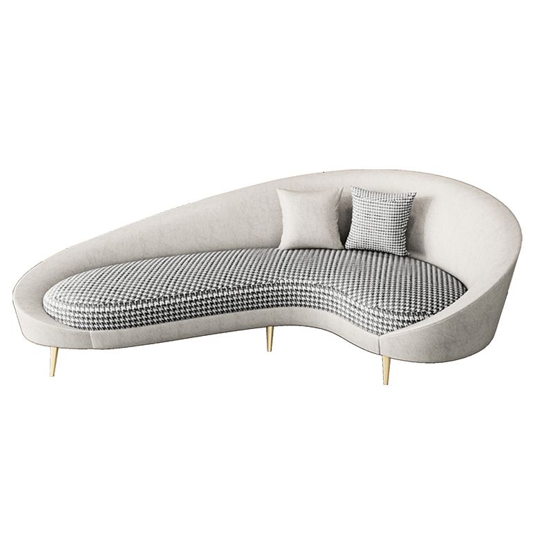 Faux Leather Curved Sofa with Slopped Arm for Living Room 33.47" High