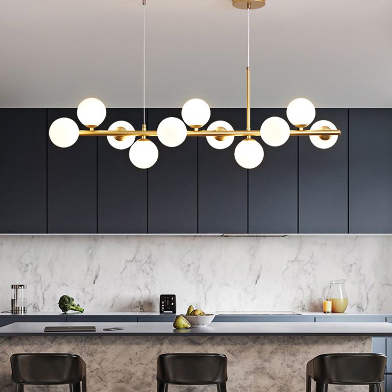 Moderne Insel Leichtes Multi-Head-Restaurant Hängende Lampe mit Globe Glass Shade