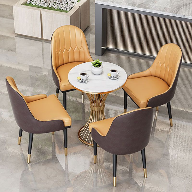 Glam Metal Dining Room Chair Armless Parsons Chair for Restaurant Use