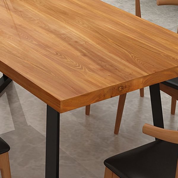 Pine Wood Top Dining Table Modern Rectangle Table with Sled Base