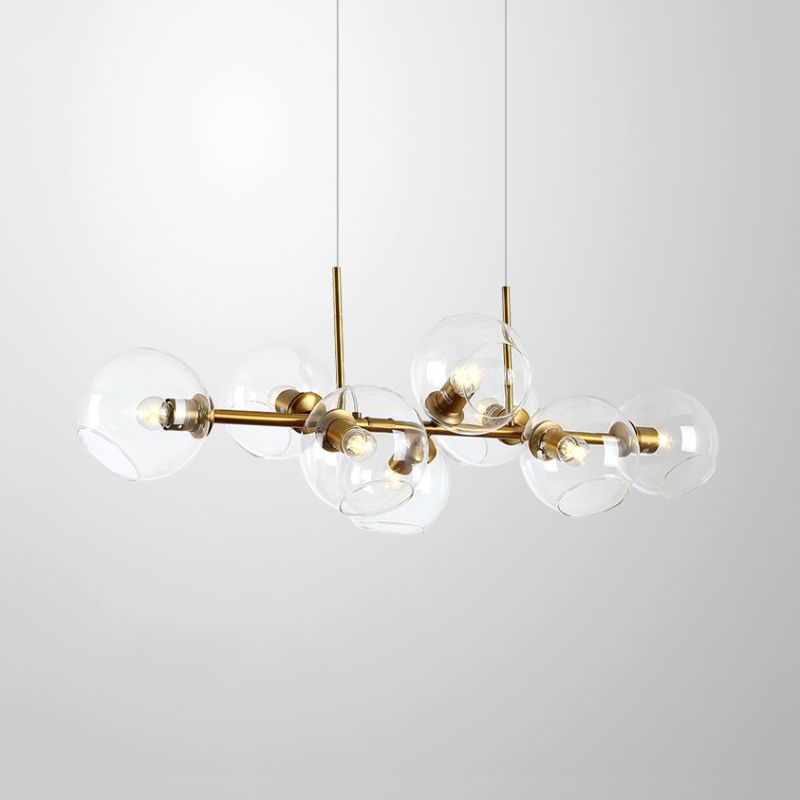8 lampada a sfera lampada isola contemporanea ceratiera/fumo vetro sospeso di illuminazione sospesa in nero/oro per sala da pranzo