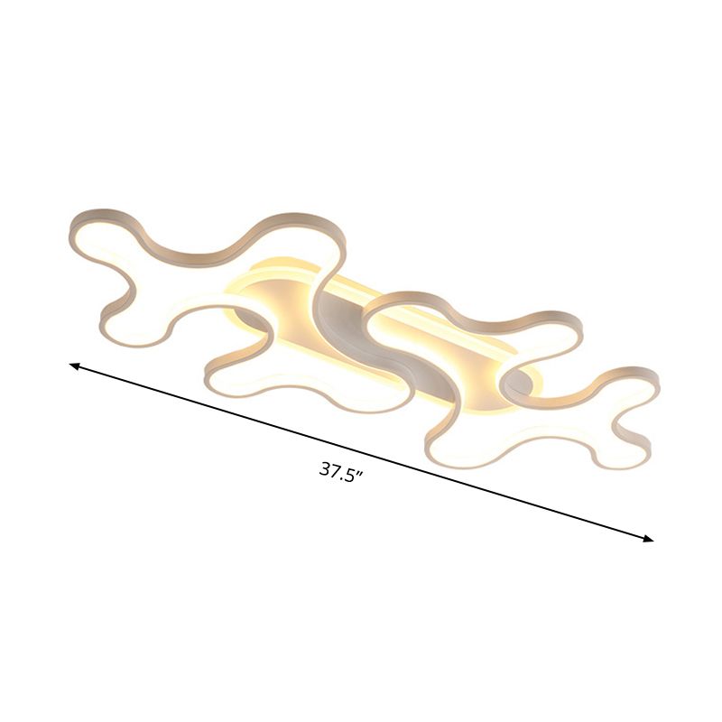 Wave Acrylic Flush Light Simple Style White White Mount Light Fixture in Warm/White Light