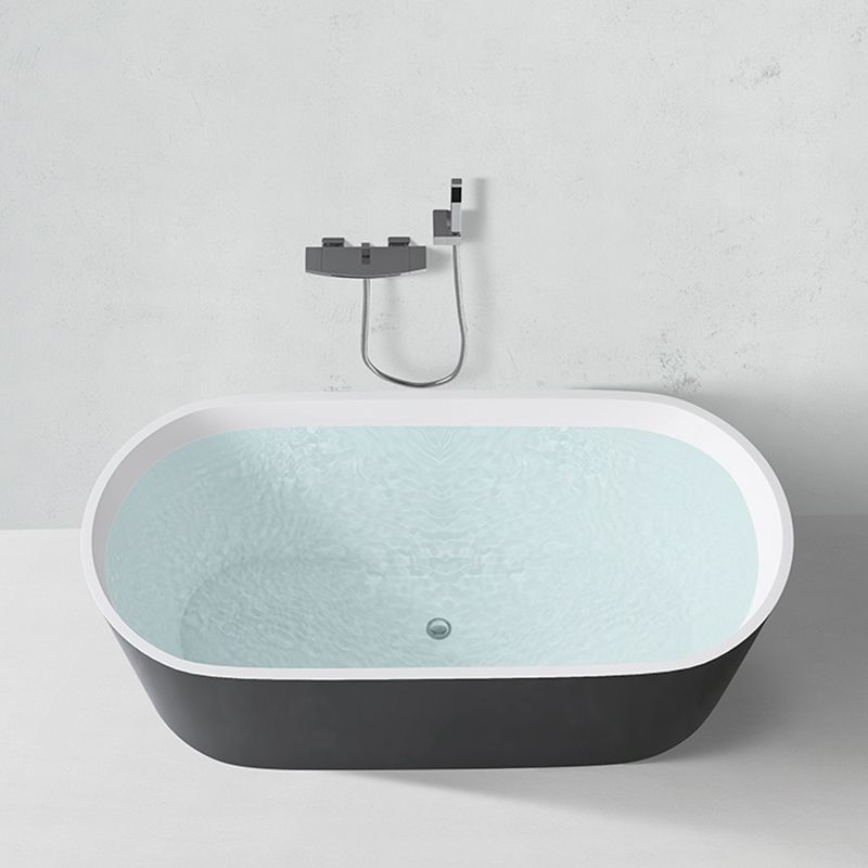 Modern Style Acrylic Ellipse Bathtub Freestanding Soaking Bathtub with Drain Bath Tub