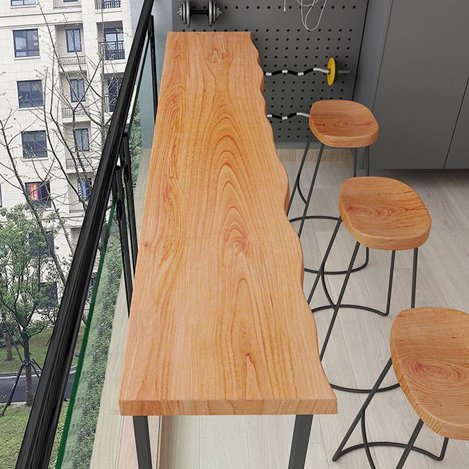 Modern 1/4 Pieces Bar Table Set Rectangle Pine Wood Counter Table with Stools for Balcony