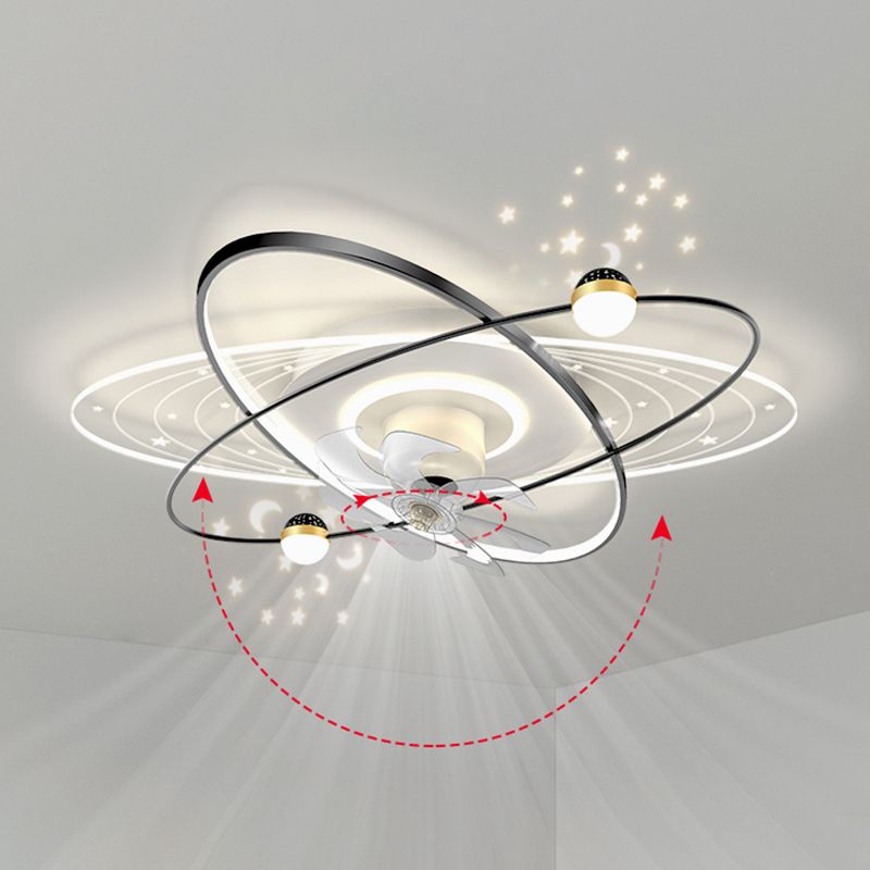 Geometric LED Ceiling Fan Iron and Acrylic Fan Light in Black / Gold