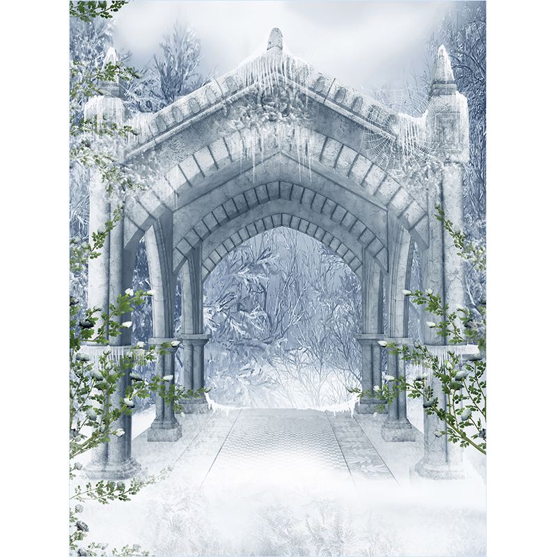 Contemporary Winter Bower Wall Mural White Decorative Wall Covering for Living Room