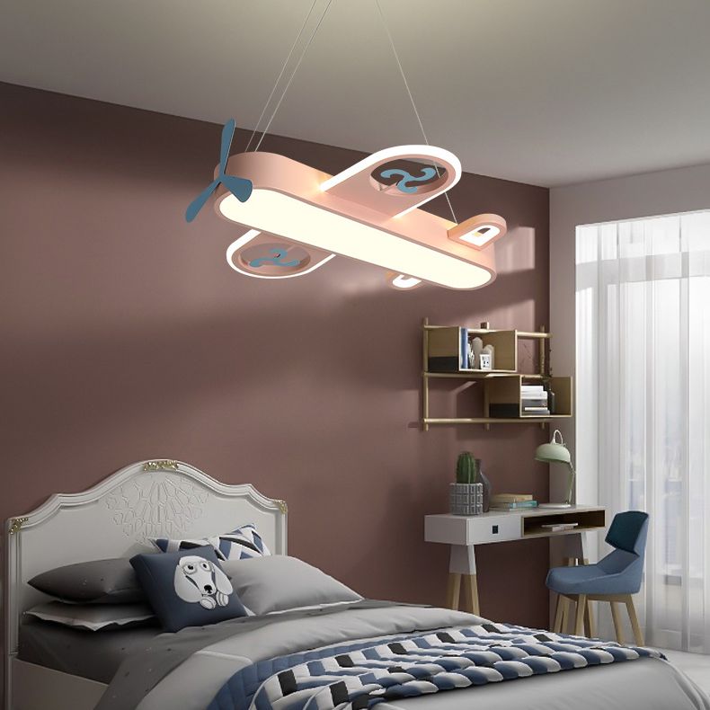 Cartoon Creative Personality Ceiling Pendant Light Metal Aircraft LED Hanging Light for Children Bedroom