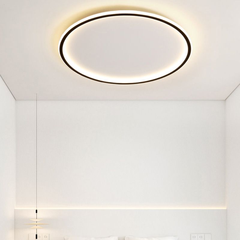 Runde Unterputz-Beleuchtung, minimalistische LED-Deckenleuchte aus Aluminium in Schwarz und Weiß