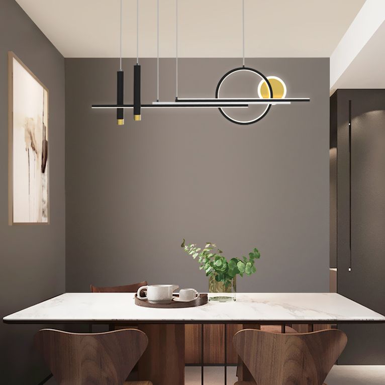 Idee per illuminazione dell'isola lineare contemporanea Kit di luce appesa in alluminio a LED per sala da pranzo